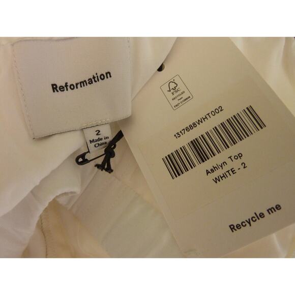 Reformation Ashlyn Top White Pleated Tube Top 2 White Ivory Beau Cocktail Party - Picture 5 of 7